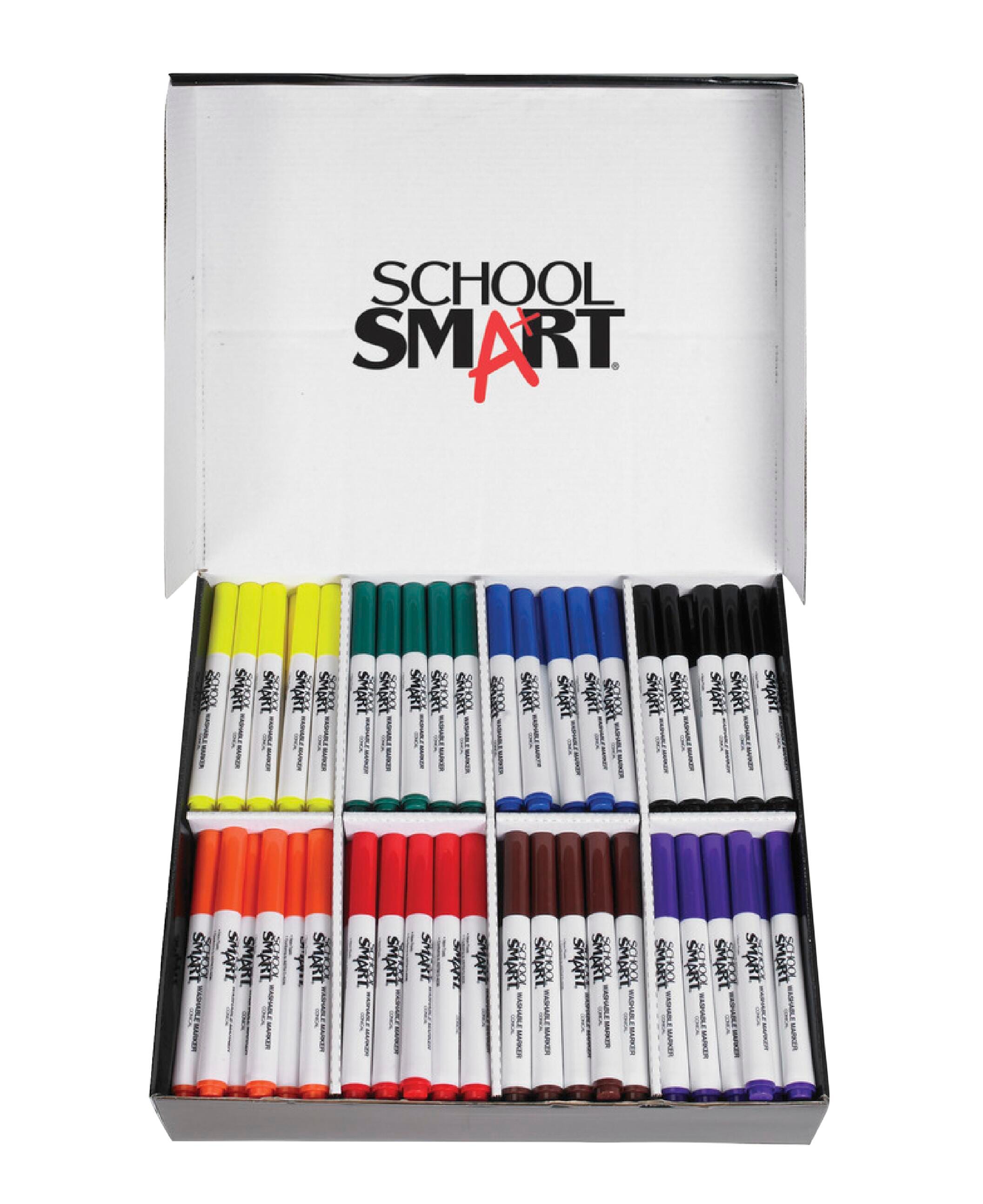 School Smart Washable Markers, Conical Tip, Assorted Colors, Pack of 200 086413